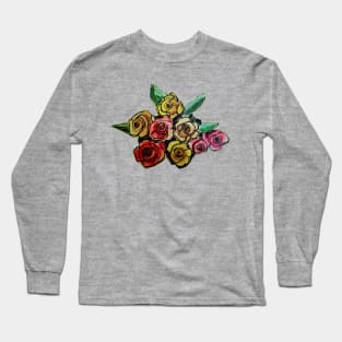 Colorful Vintage Rose Bouquet Long Sleeve T-Shirt